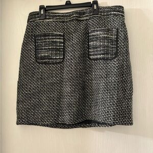 Elegant Black and White Tweed Skirt